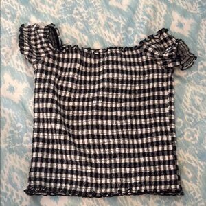 Black and White Checkered Women's Top Hollister